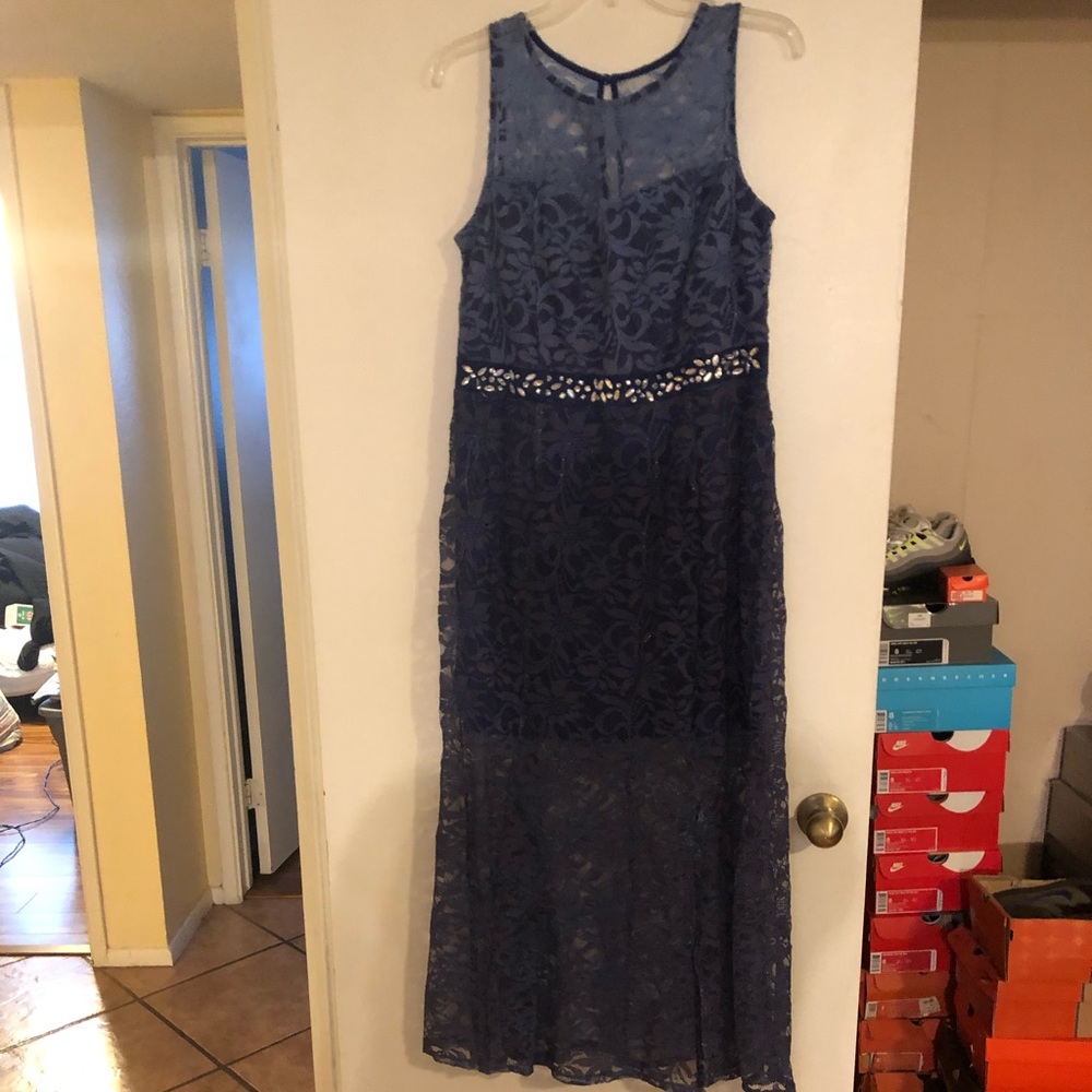 NWT Sleeveless Blue Lace Dress